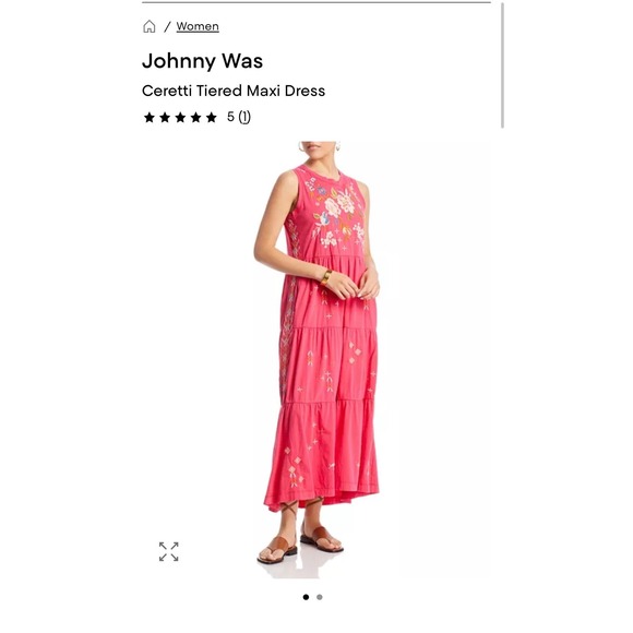 Johnny Was Dresses & Skirts - Johnny Was Ceretti Pink Embroidered Tiered Maxi Dress Womens XL Cotton J37723-4